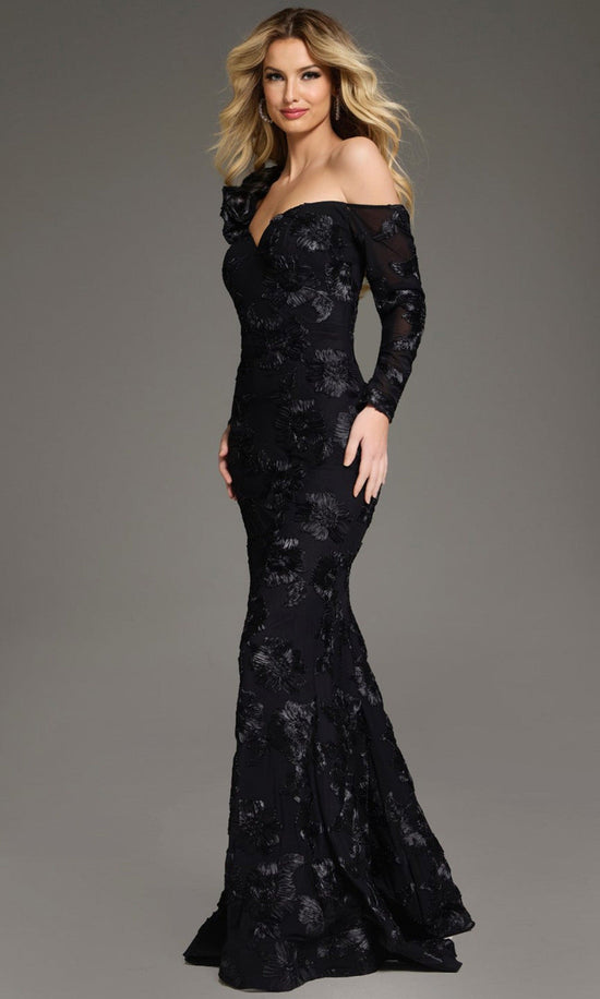 Jovani 39266 - Long Sleeve Floral Lace Evening Gown