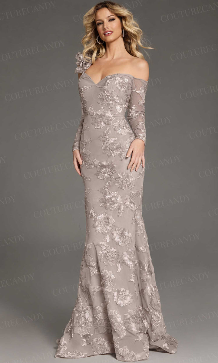 Jovani 39266 - Long Sleeve Floral Lace Evening Gown