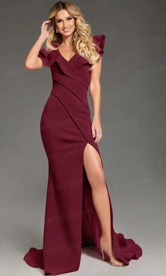 Jovani 39299 - Fitted Bodice Flutter Sleeve Prom Gown