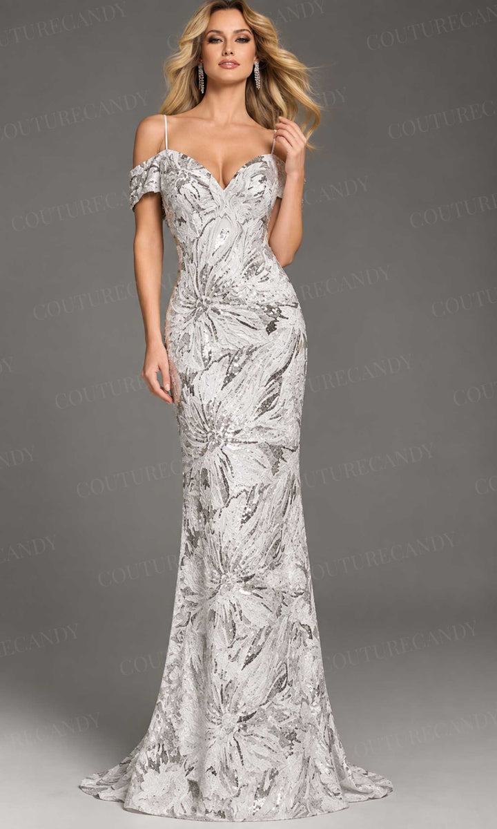 Jovani 39425 - Cold Shoulder Sequin Embellished Prom Gown