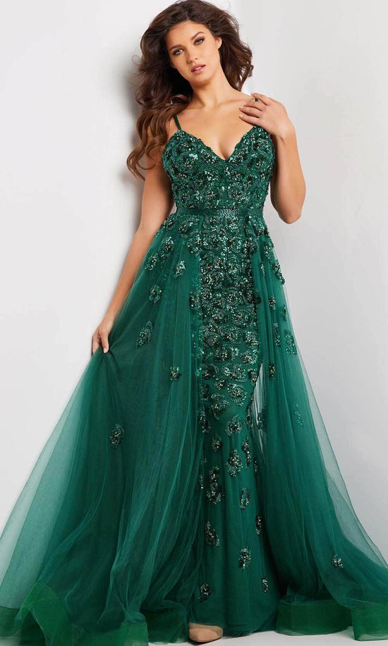 Jovani 39434 - Sequin Embellished Prom Gown - Emerald/Emerald - Main