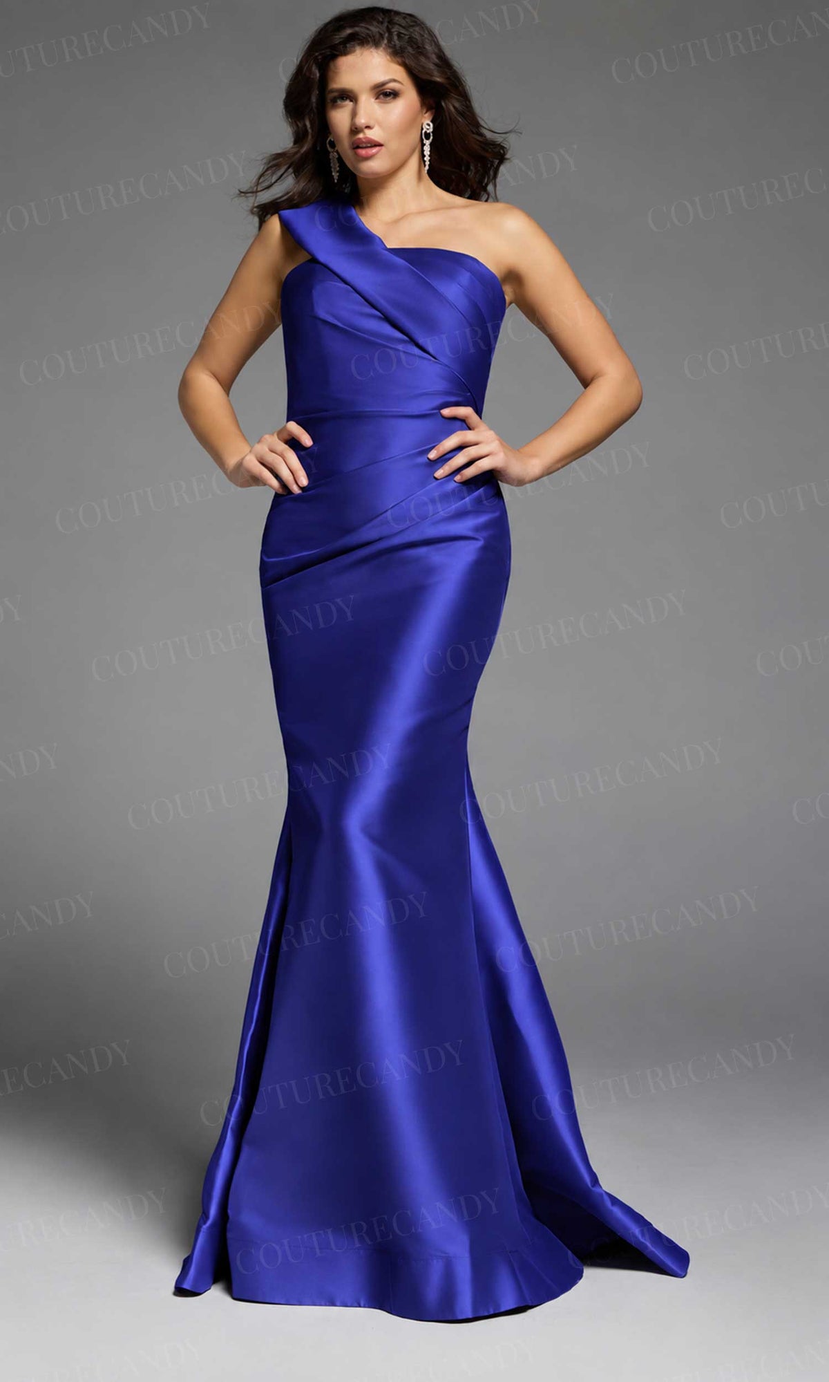 Jovani 39649 - Satin One Shoulder Mermaid Gown