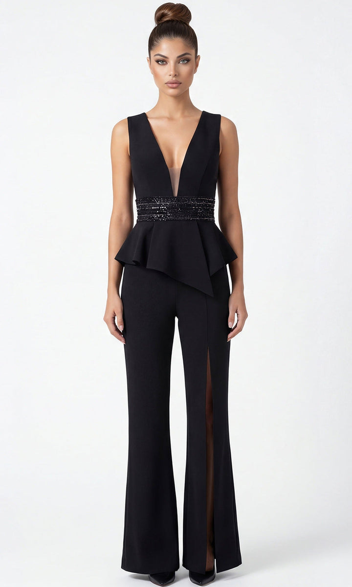 Jovani 39720 - Sparkling Beaded Cutout Back Jumpsuit