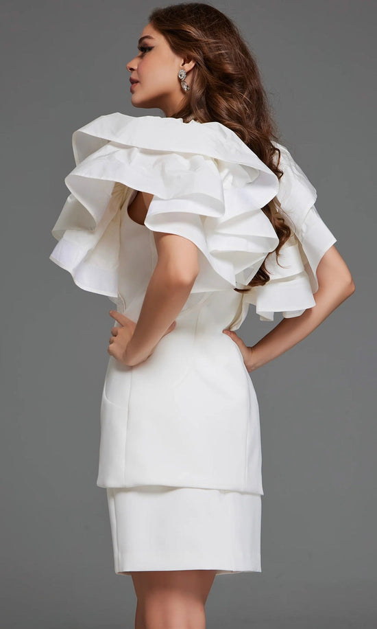 Jovani 40292 - Two Piece V-Neckline Dress with Ruffle Sleeves