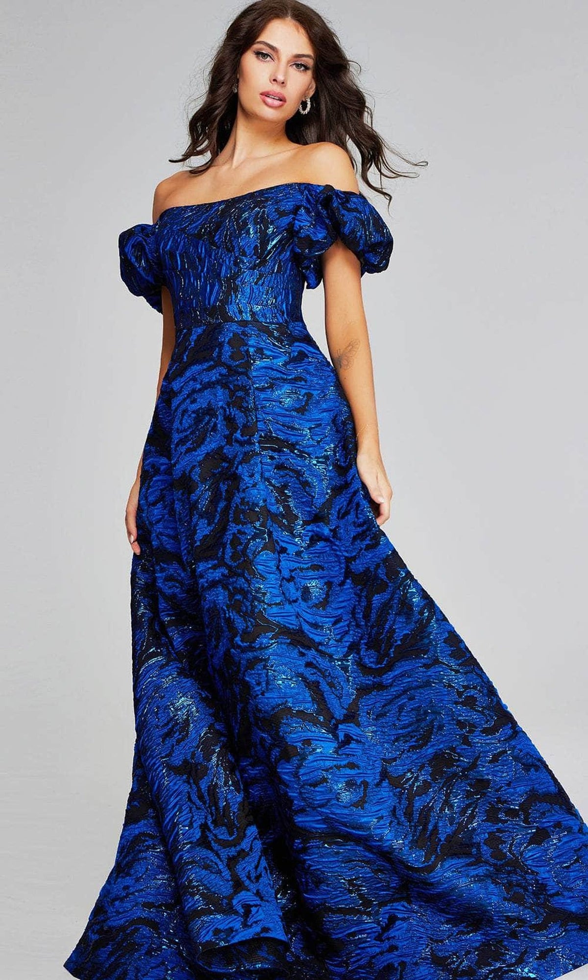 Jovani 40315 - Off-Shoulder Puff Sleeve Prom Gown