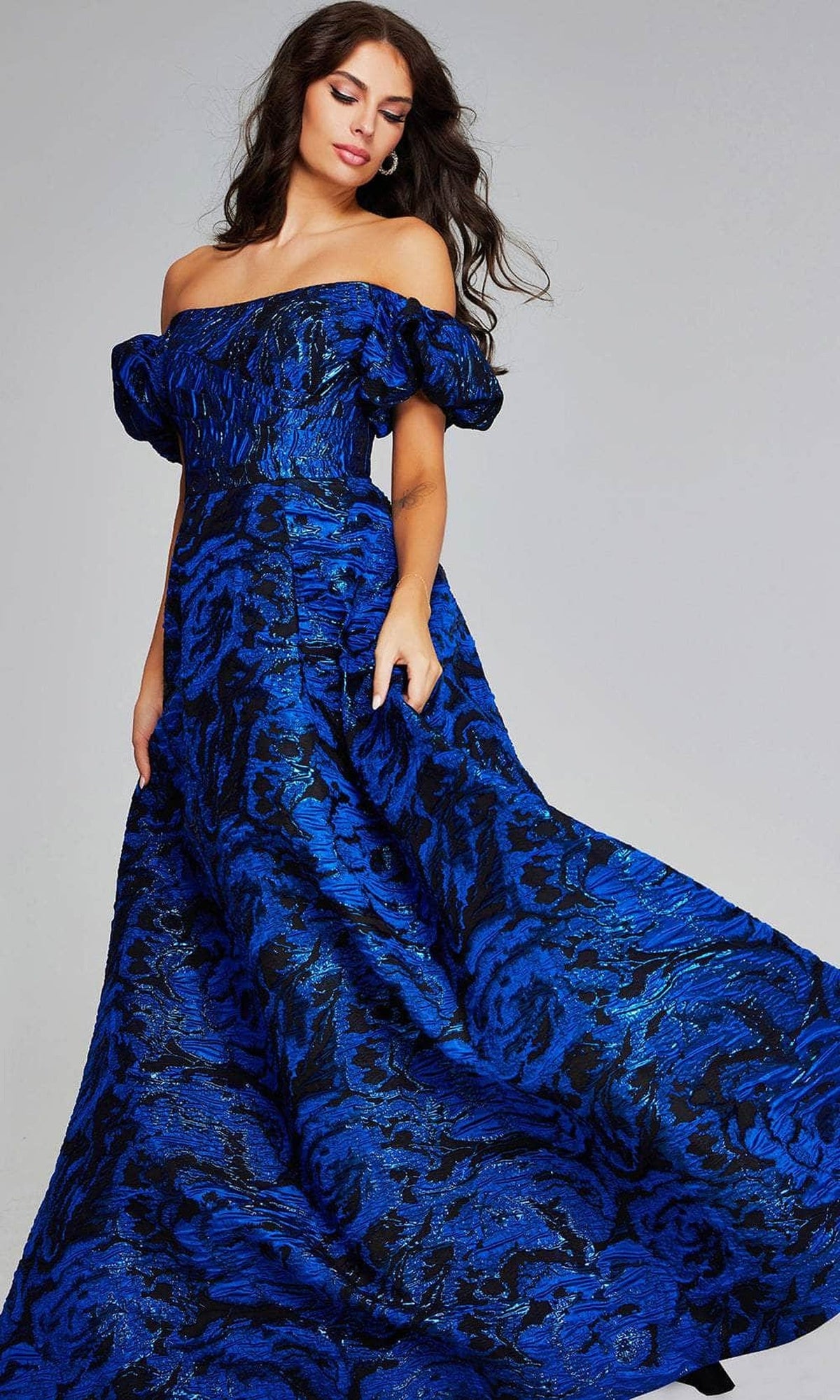 Jovani 40315 - Off-Shoulder Puff Sleeve Prom Gown