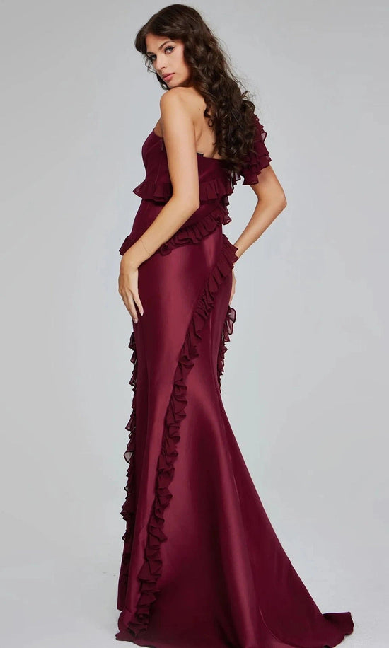 Jovani 40751 - One Shoulder Ruffle Trim Mermaid Gown