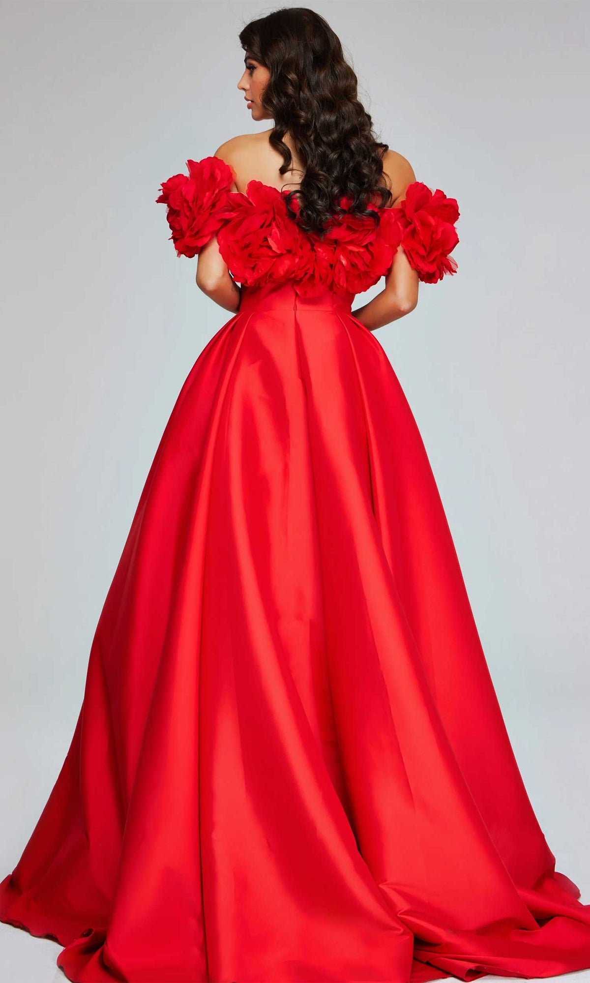Jovani 40794 - Rosette Plunging Ballgown