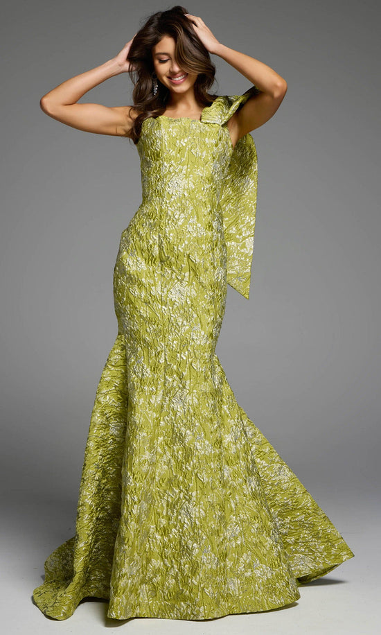 Jovani 41130 - One Shoulder Bow Mermaid Gown