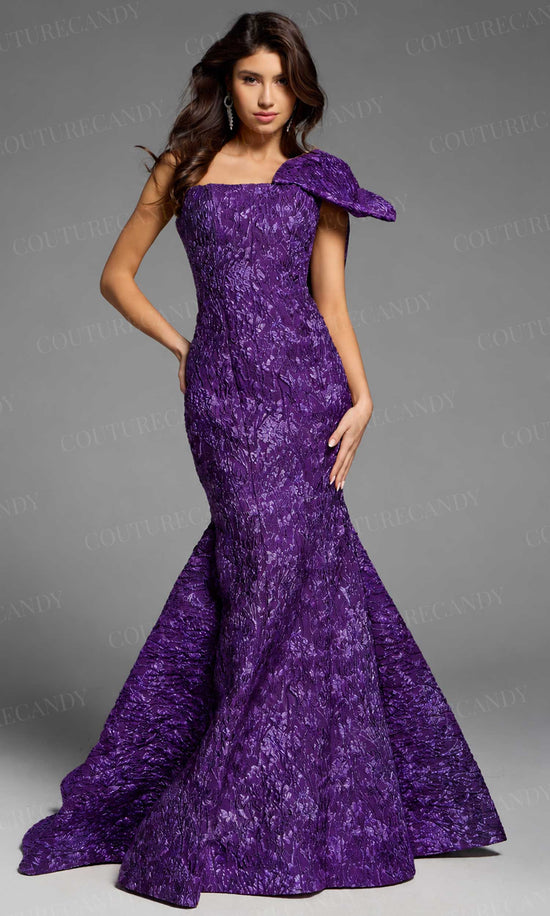 Jovani 41130 - One Shoulder Bow Mermaid Gown