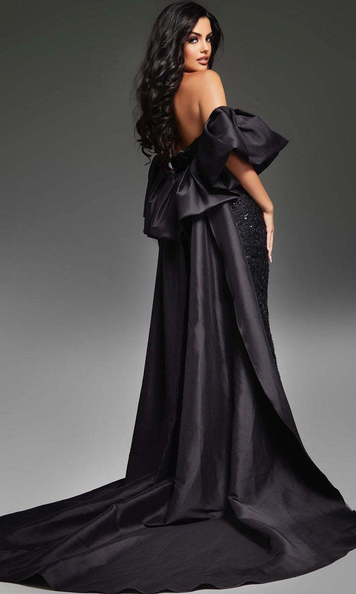 Jovani 42137 - Detachable Cape Beaded Sheath Gown