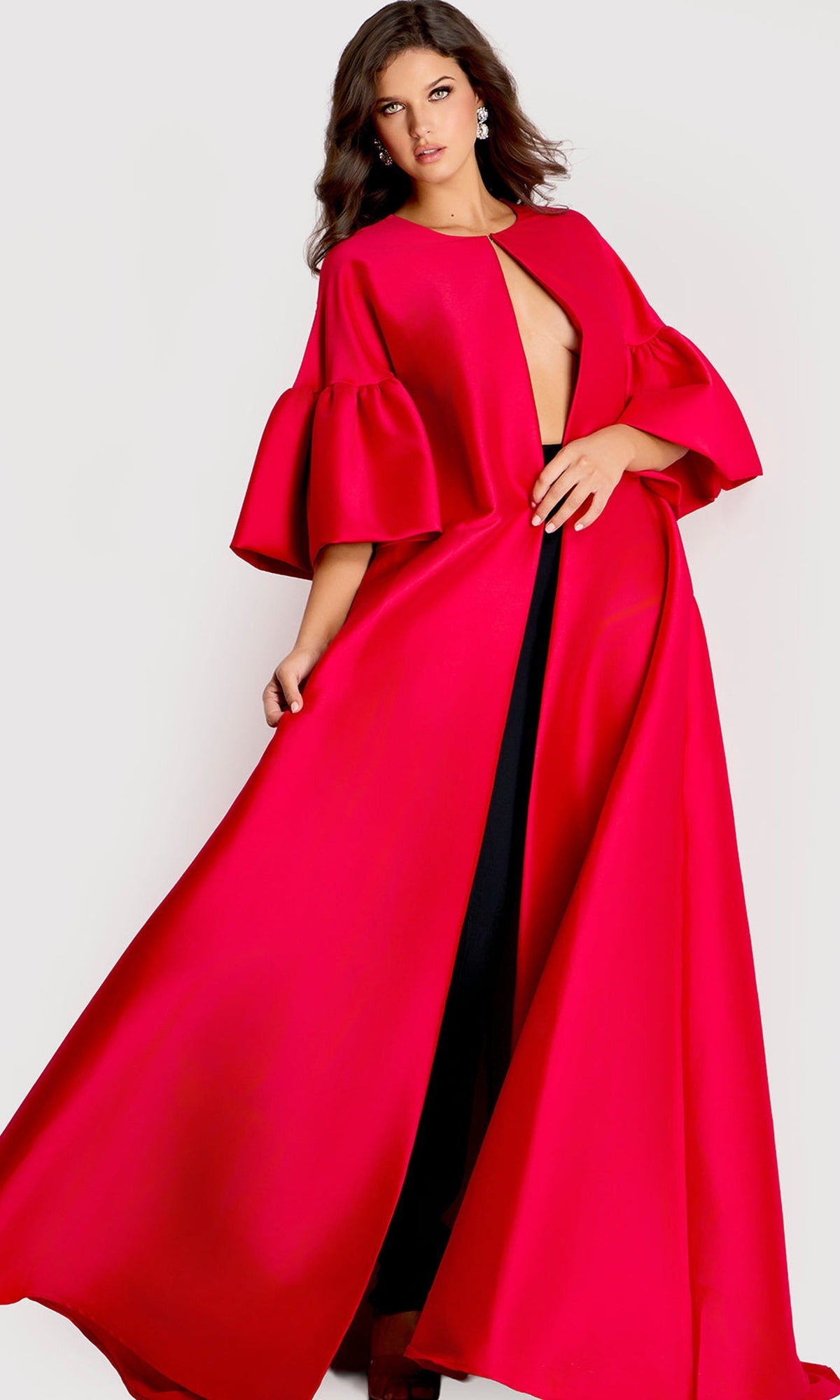 Jovani 42160 - Dramatic Cape A-Line Evening Gown