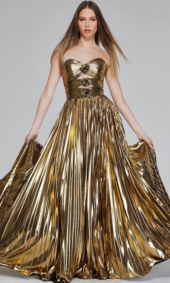 Jovani 42335 - Metallic Cutout Evening Gown - Green - Main