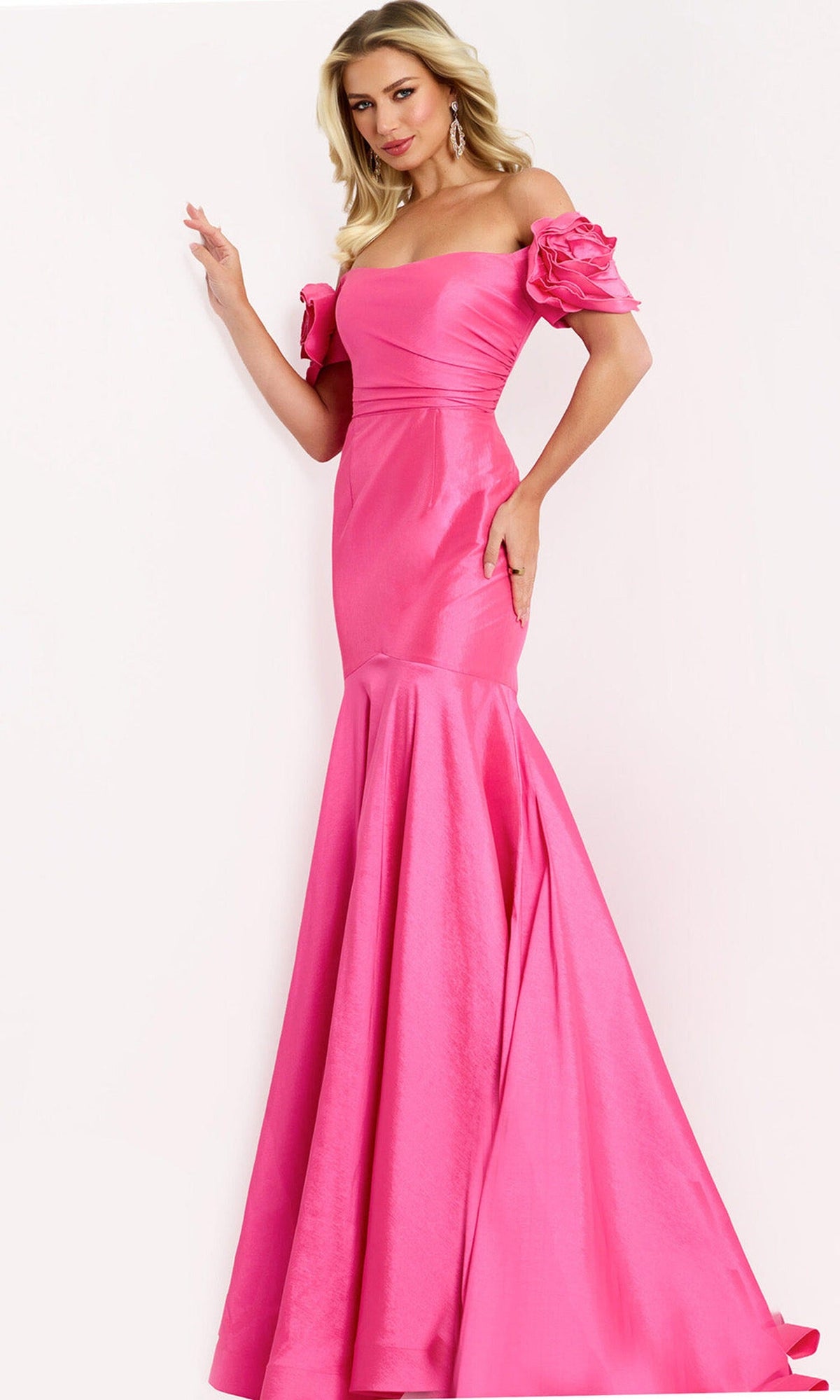 Jovani 43015 - Off Shoulder Mermaid Gown - Pink - Main