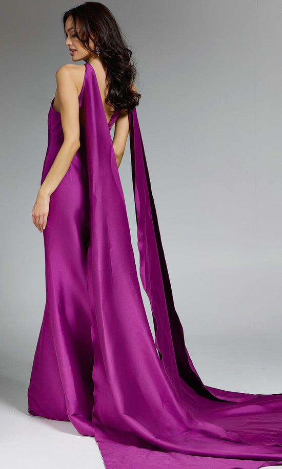 Jovani 43280 - Halter Evening Gown with Flowing Cape