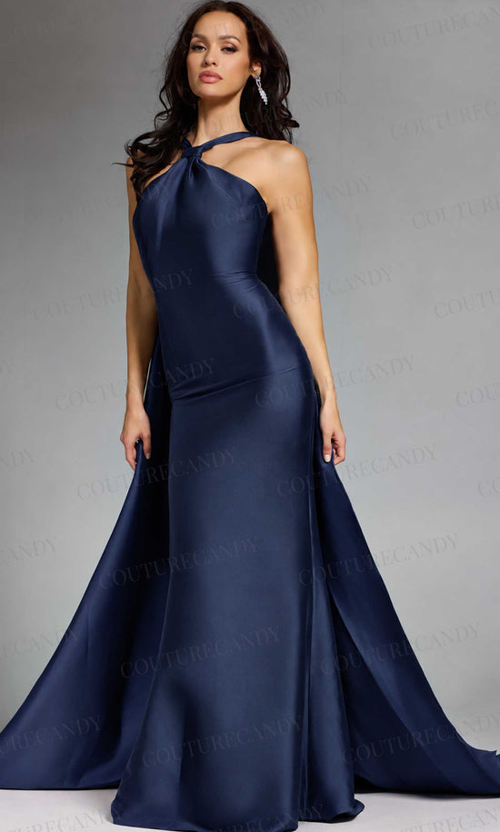 Jovani 43280 - Halter Evening Gown with Flowing Cape