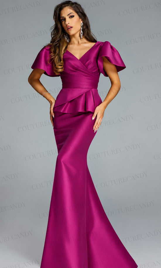 Jovani 43805 - V-Neck Mermaid Gown with Peplum