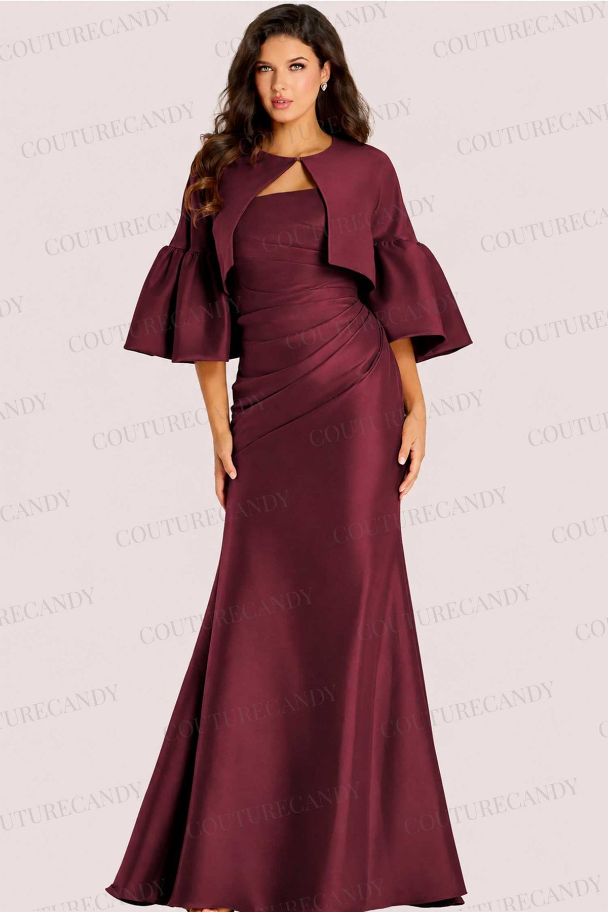 Jovani 44196 - Straight Neck Trumpet Gown With Matching Jacket