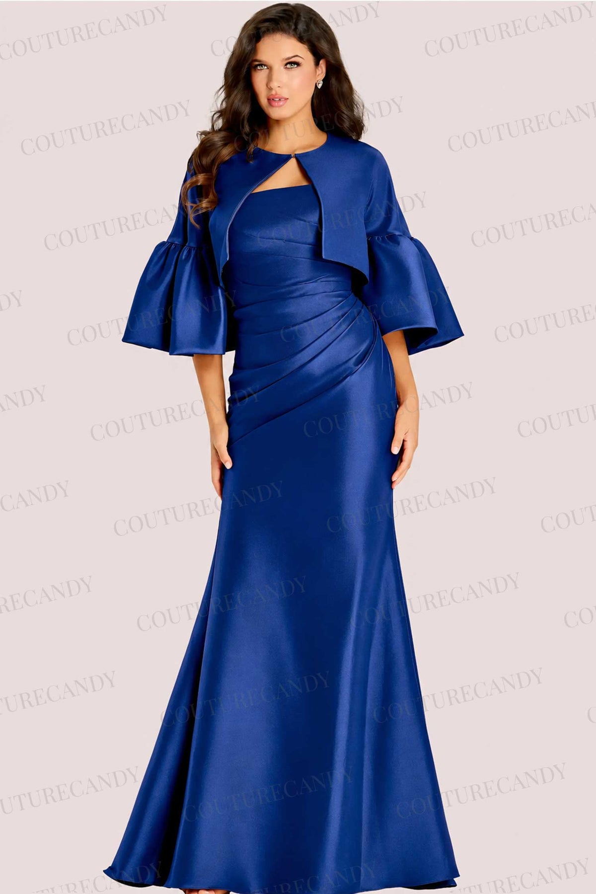 Jovani 44196 - Straight Neck Trumpet Gown With Matching Jacket