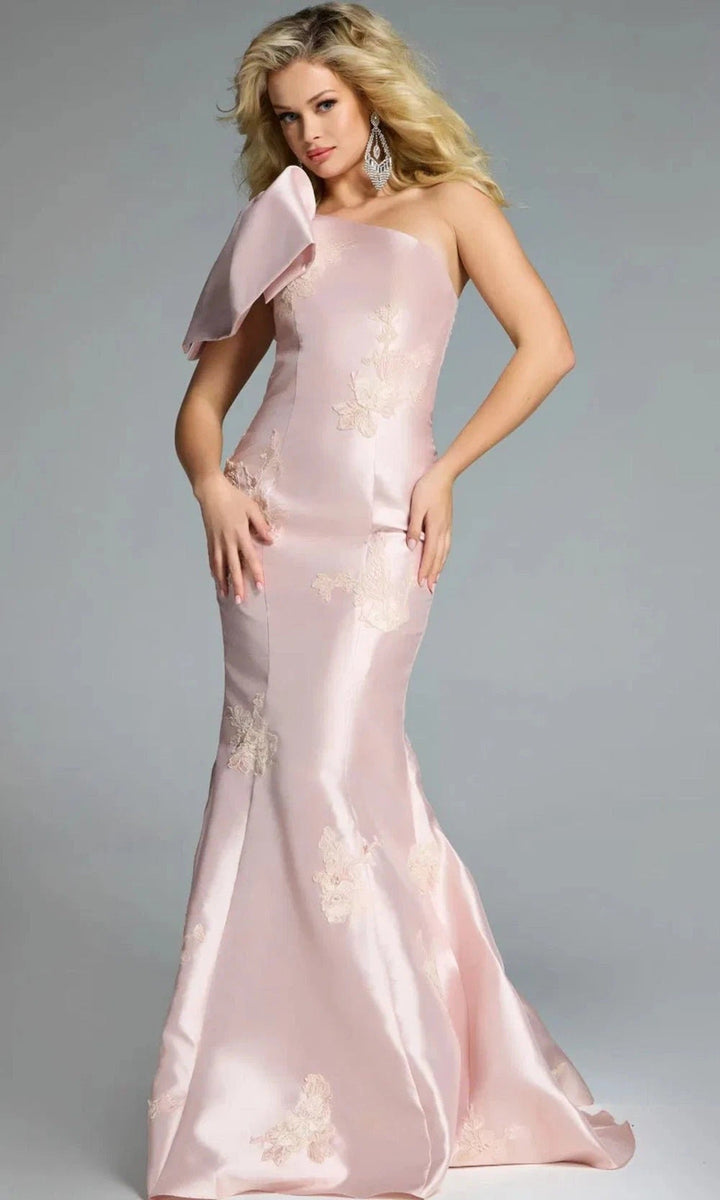 Jovani 44354 - One Shoulder Mermaid Gown with Embroidery