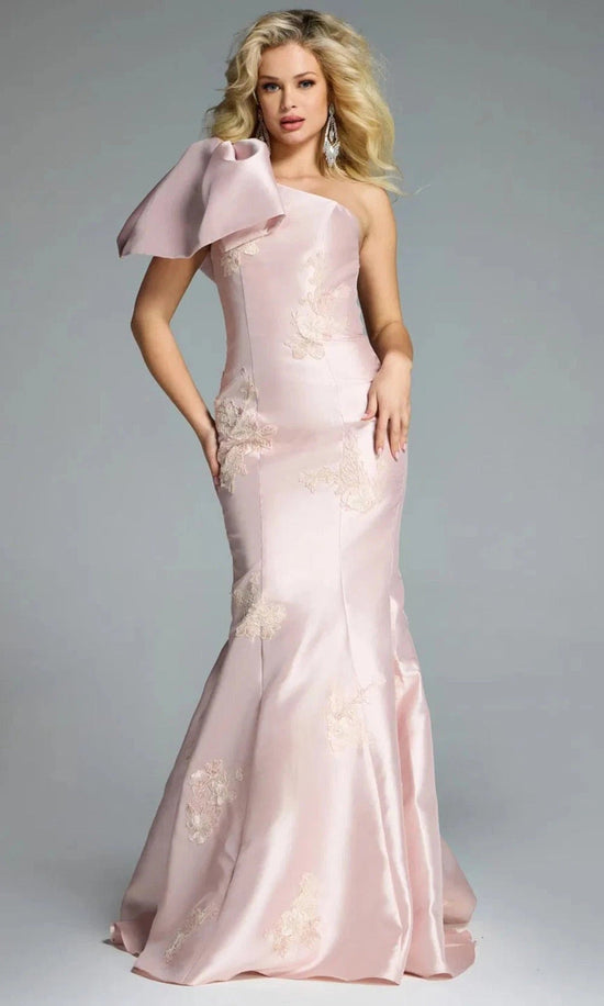 Jovani 44354 - One Shoulder Mermaid Gown with Embroidery - Blush - Main