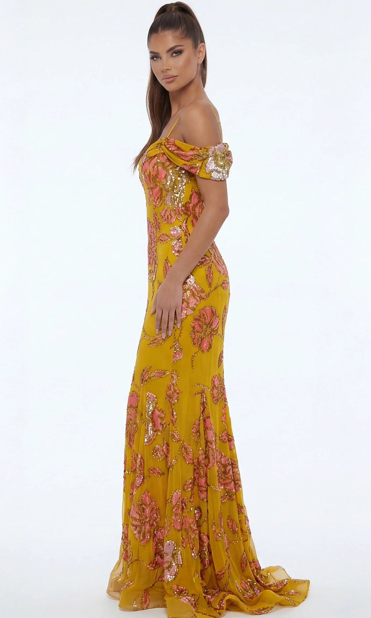Jovani 44652 - Sweetheart Floral Sequin Mermaid Evening Gown
