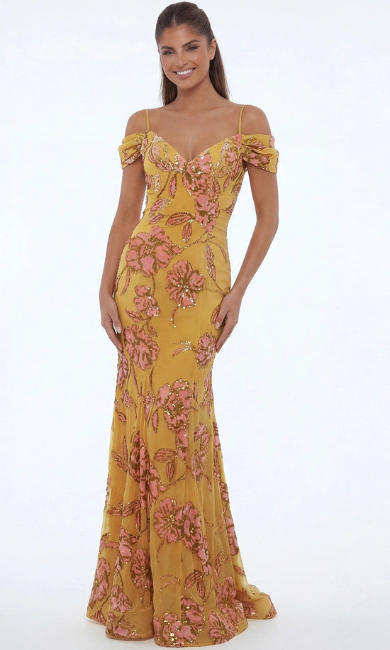 Jovani 44652 - Sweetheart Floral Sequin Mermaid Evening Gown