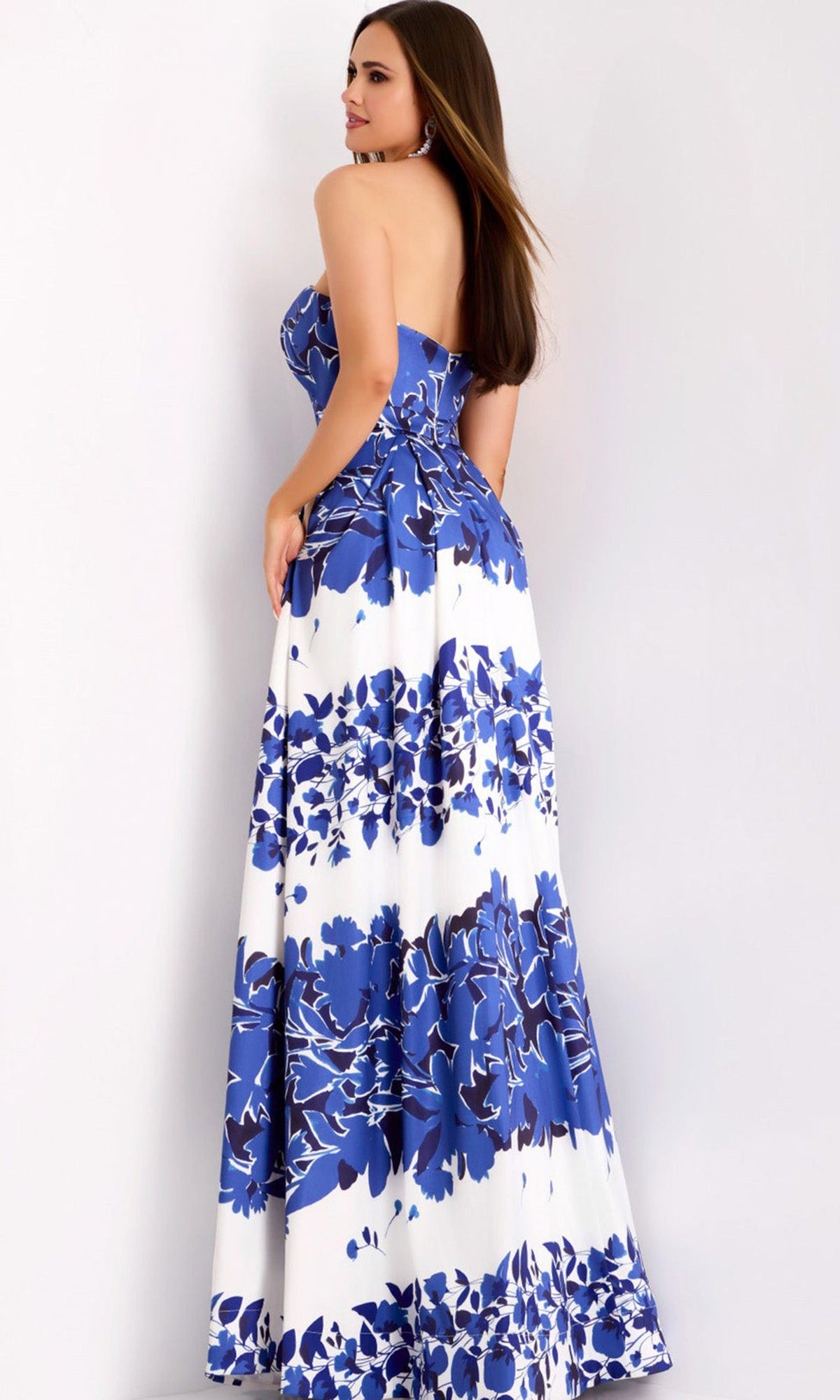 Jovani 44720 - Floral Print Strapless A-Line Gown