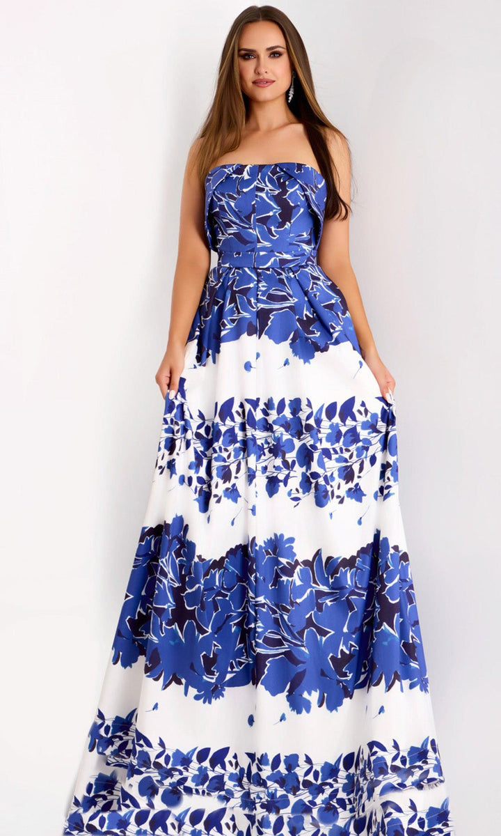 Jovani 44720 - Floral Print Strapless A-Line Gown - Print - Main