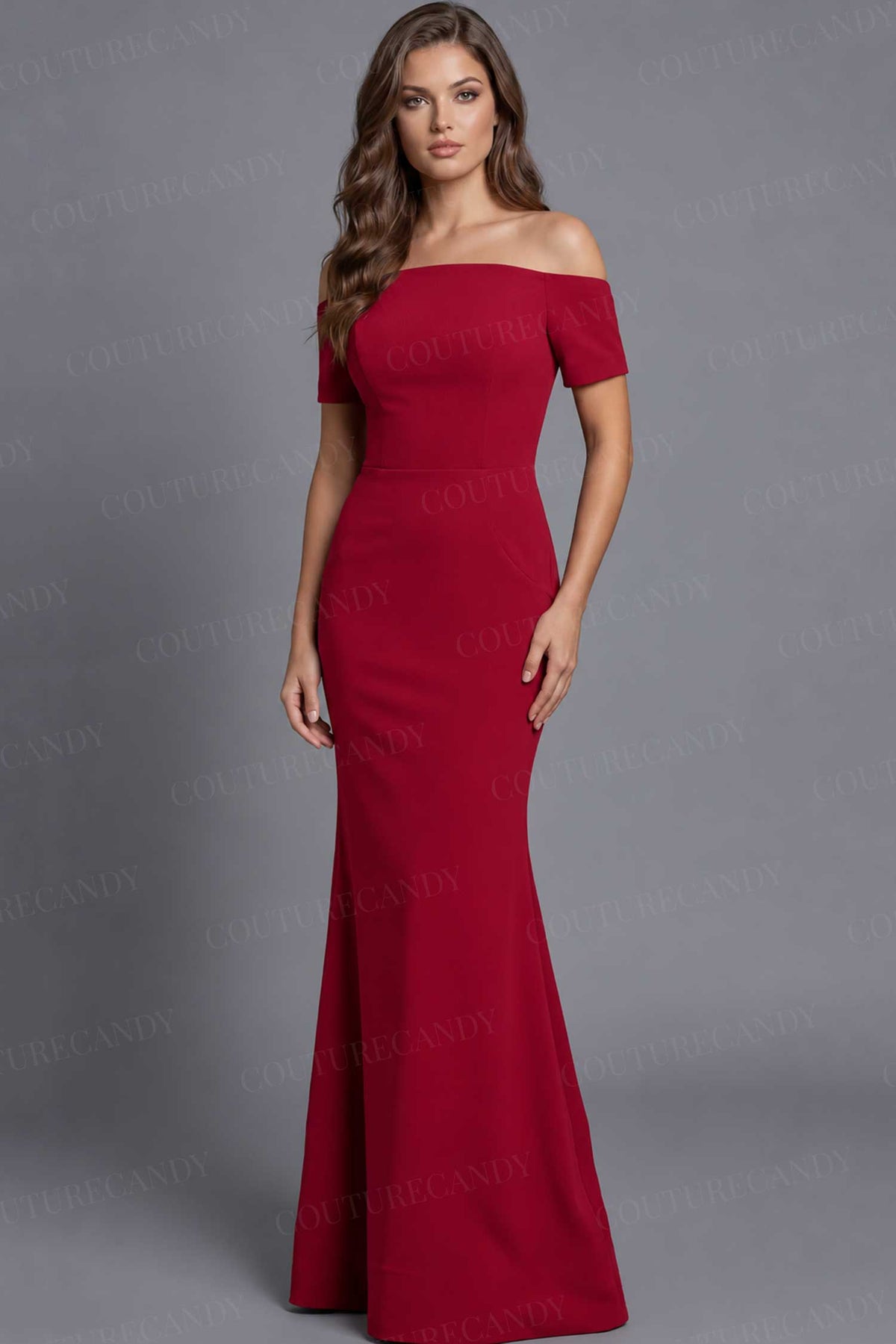 Jovani 44729 - Short Sleeve Minimalist Evening Gown