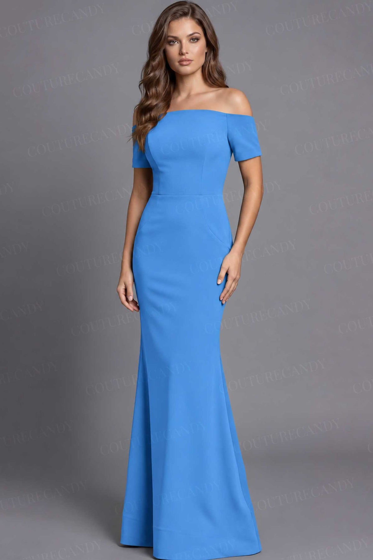 Jovani 44729 - Short Sleeve Minimalist Evening Gown