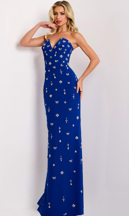Jovani 45248 - Strapless Rhinestone Applique Column Gown