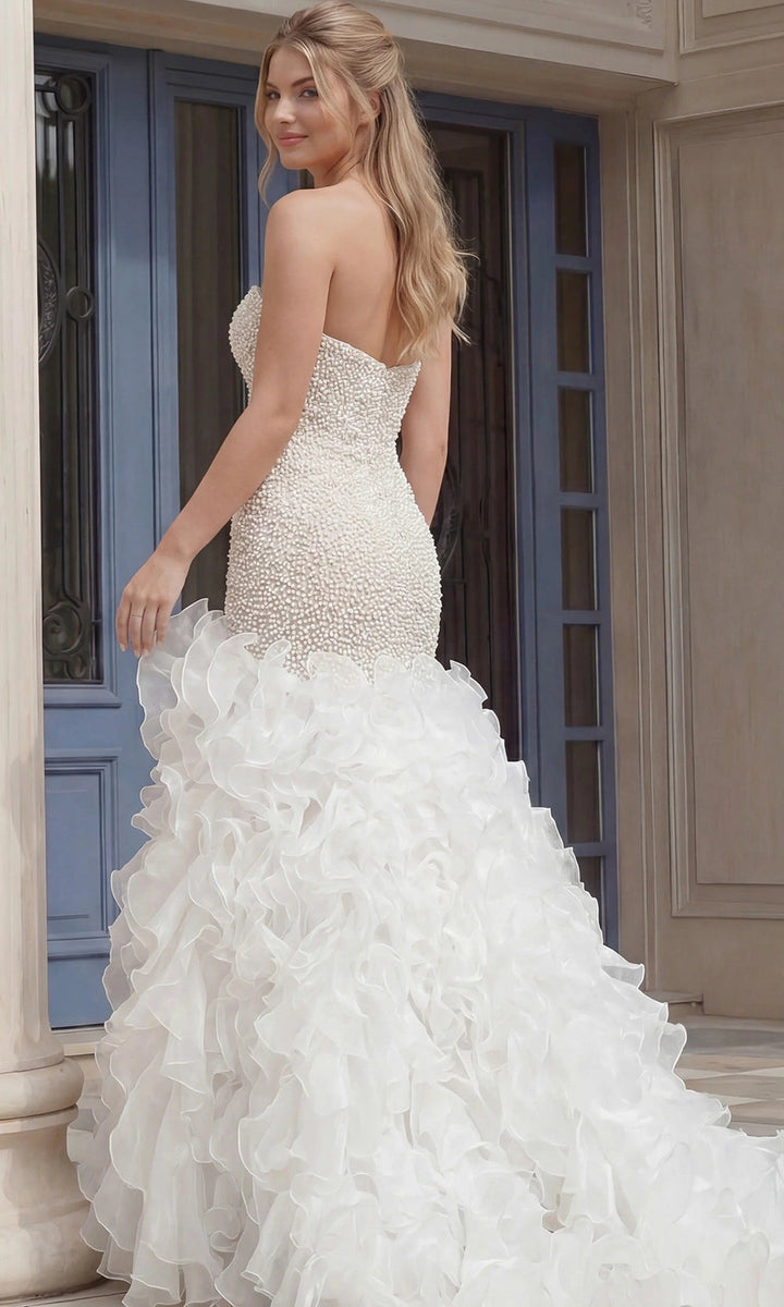 Jovani 45339 - Pearl Embellished Ruffle Mermaid Gown
