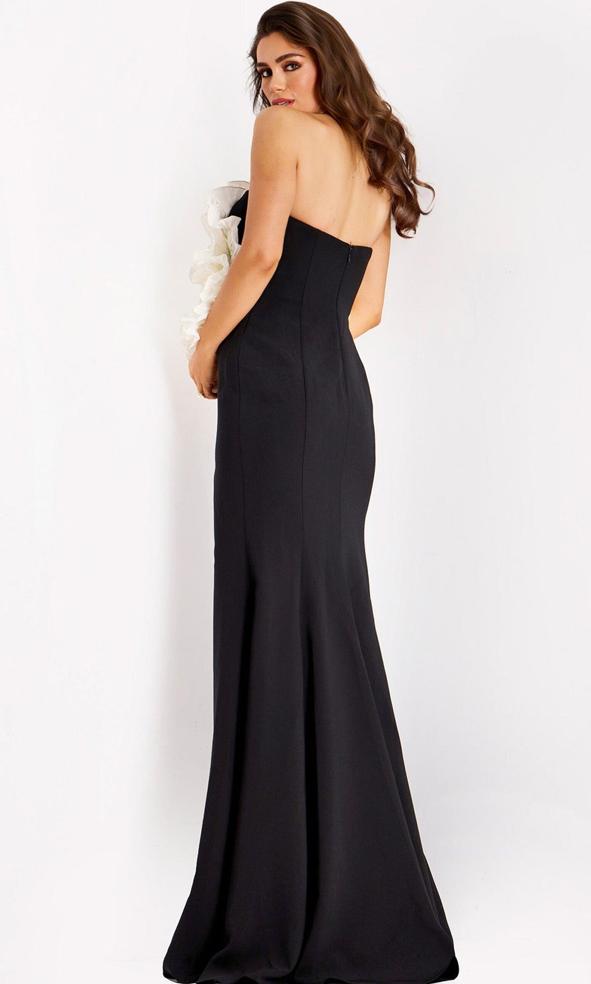 Jovani 45450 - Strapless Floral Applique Sheath Gown