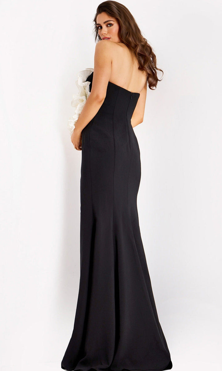 Jovani 45450 - Strapless Floral Applique Sheath Gown