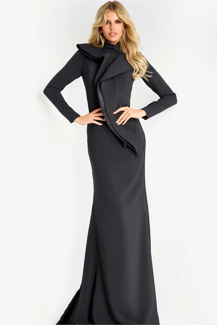 Jovani 45617 - High Neck Minimalist Fitted Gown - Black - Main