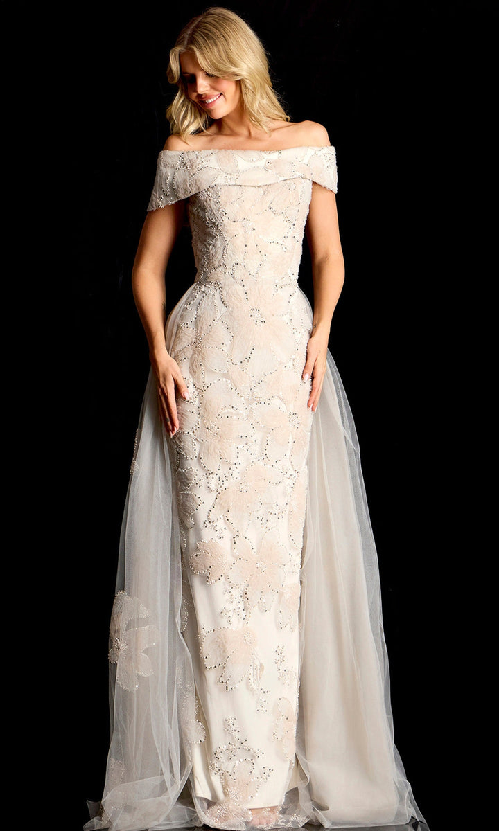 Jovani 46034 - Floral Applique Evening Gown