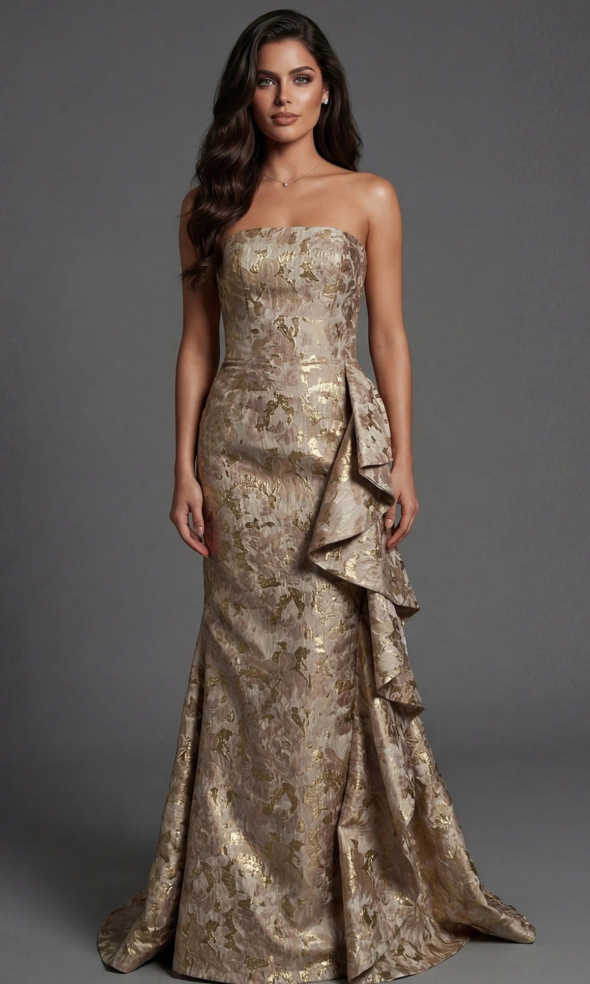 Jovani 46517 - Strapless Ruffle Side Evening Gown