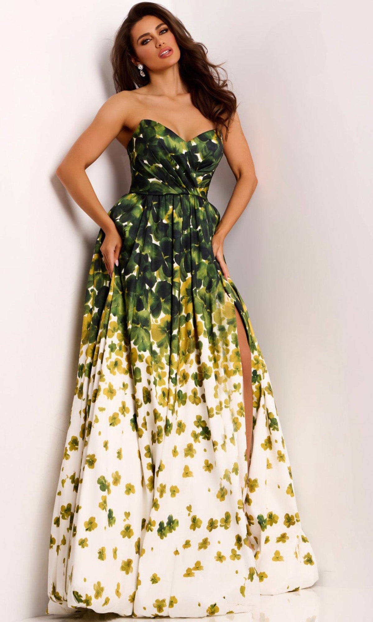 Jovani 46723 - Strapless Sweetheart Floral Gown