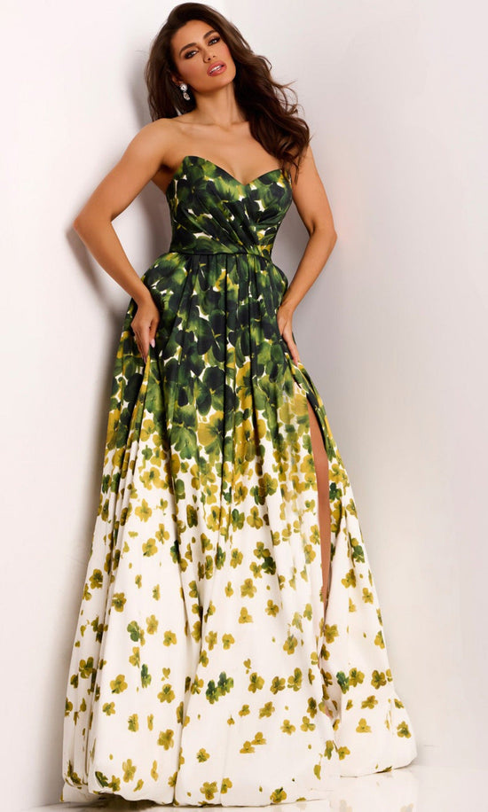 Jovani 46723 - Strapless Sweetheart Floral Gown