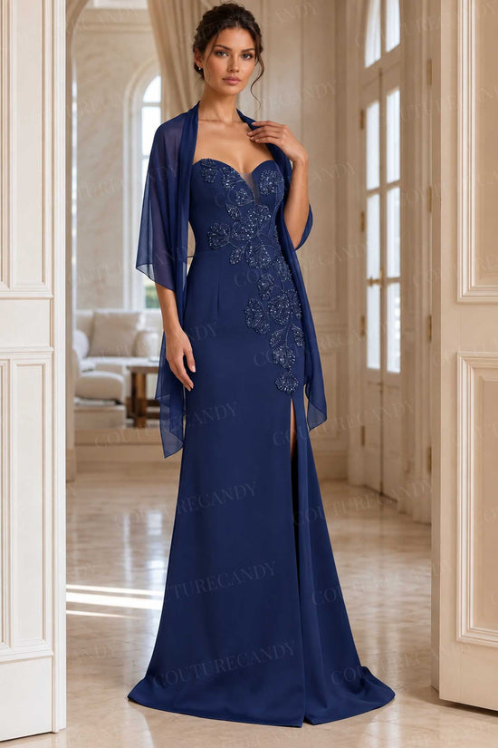 Jovani 47155 - Floral Beadwork Sweetheart Gown with Shawl
