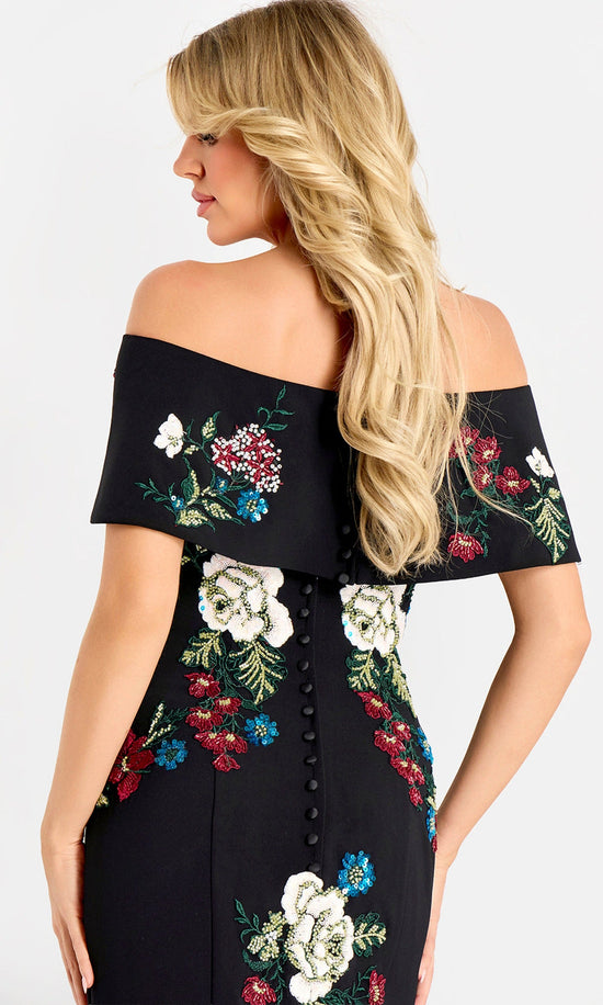 Jovani 47636 - Floral Beaded Strapless Gown with Seam Detail