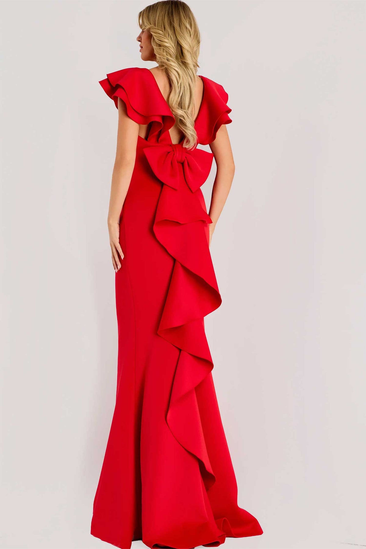 Jovani 47844 - Ruffled Cap Sleeve Sheath Evening Gown
