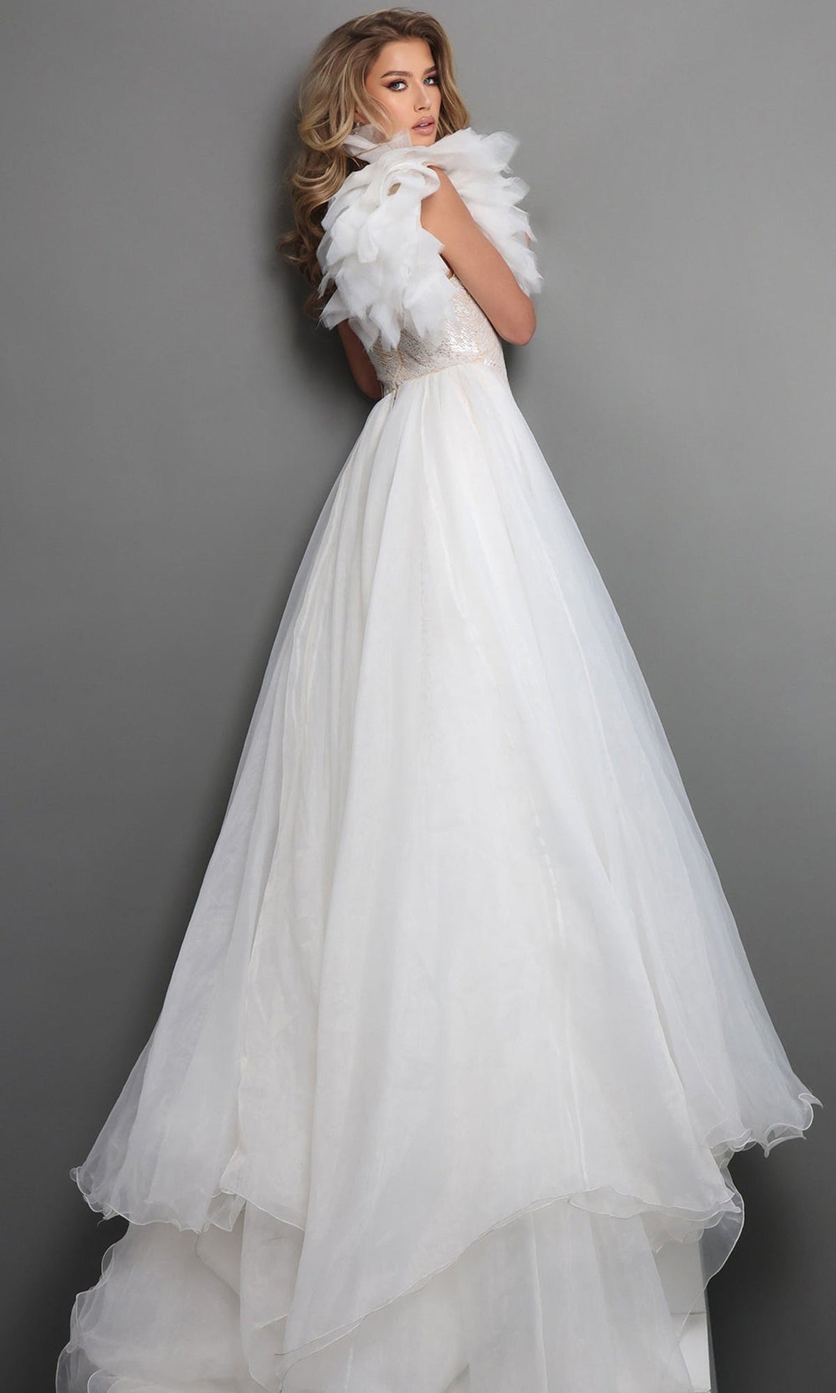 Jovani 47895 Ruffle One Shoulder Bridal Dress