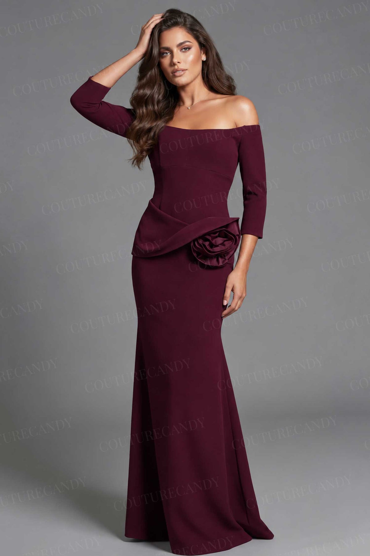Jovani 48207 - Off Shoulder Peplum Waist Evening Gown