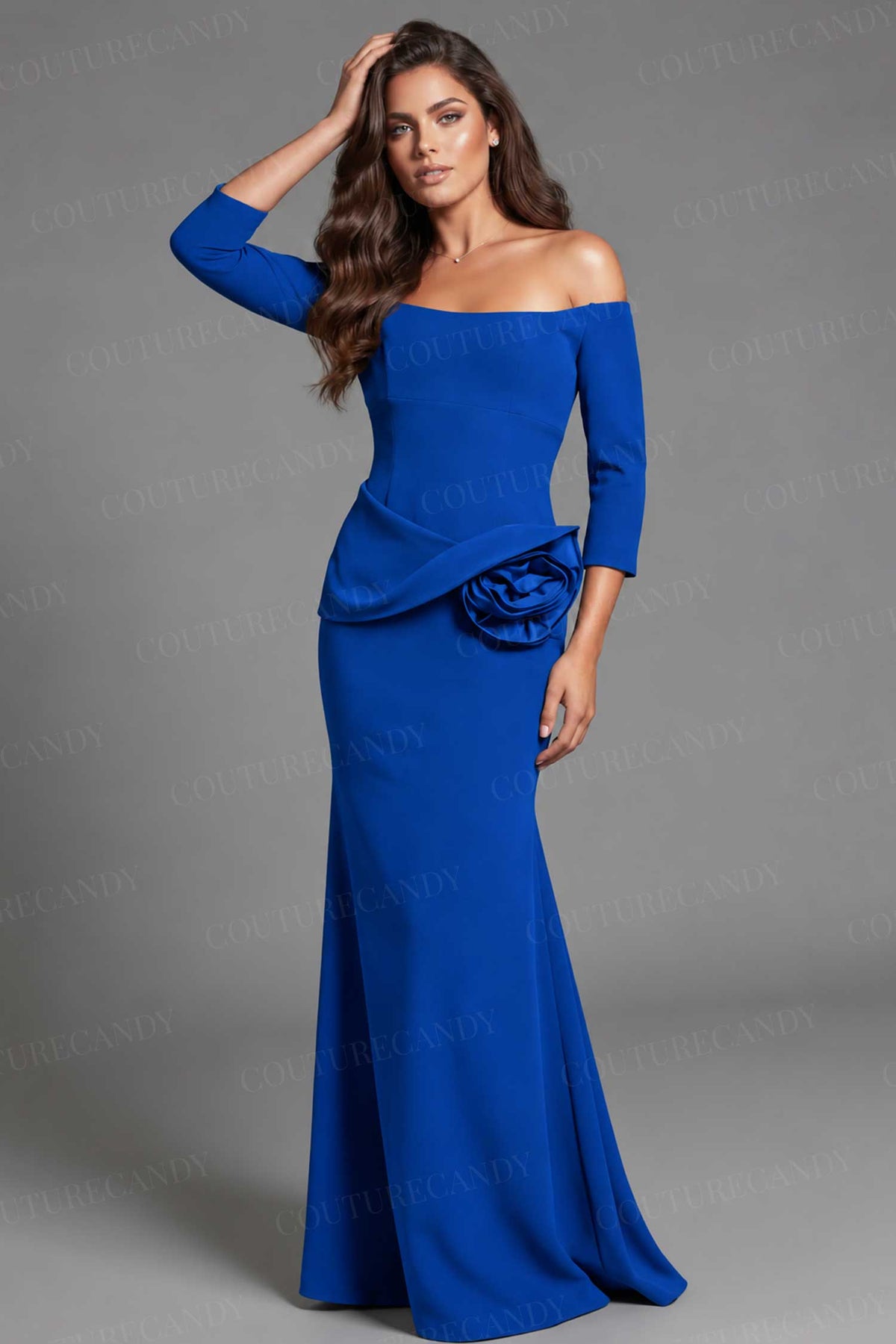 Jovani 48207 - Off Shoulder Peplum Waist Evening Gown