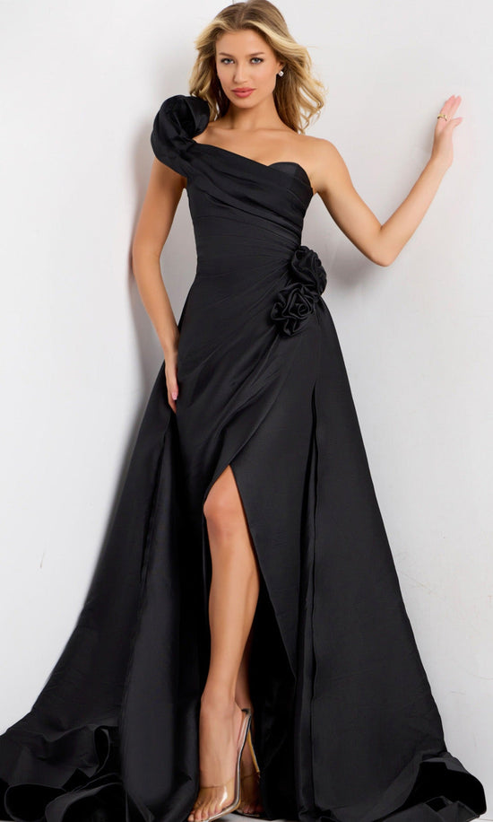 Jovani 48450 - One Shoulder Sheath Dress with Overskirt