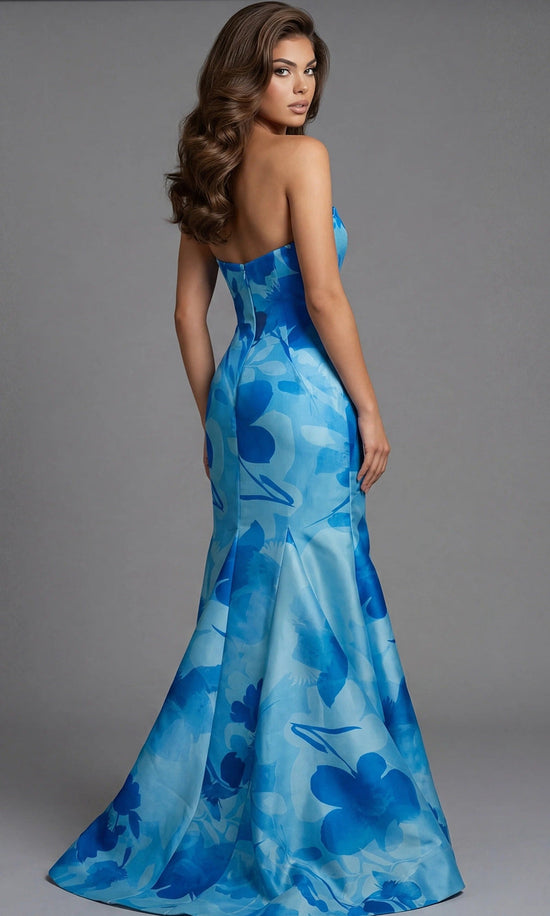 Jovani 48705 - Abstract Floral Print Ruffle Mermaid Gown