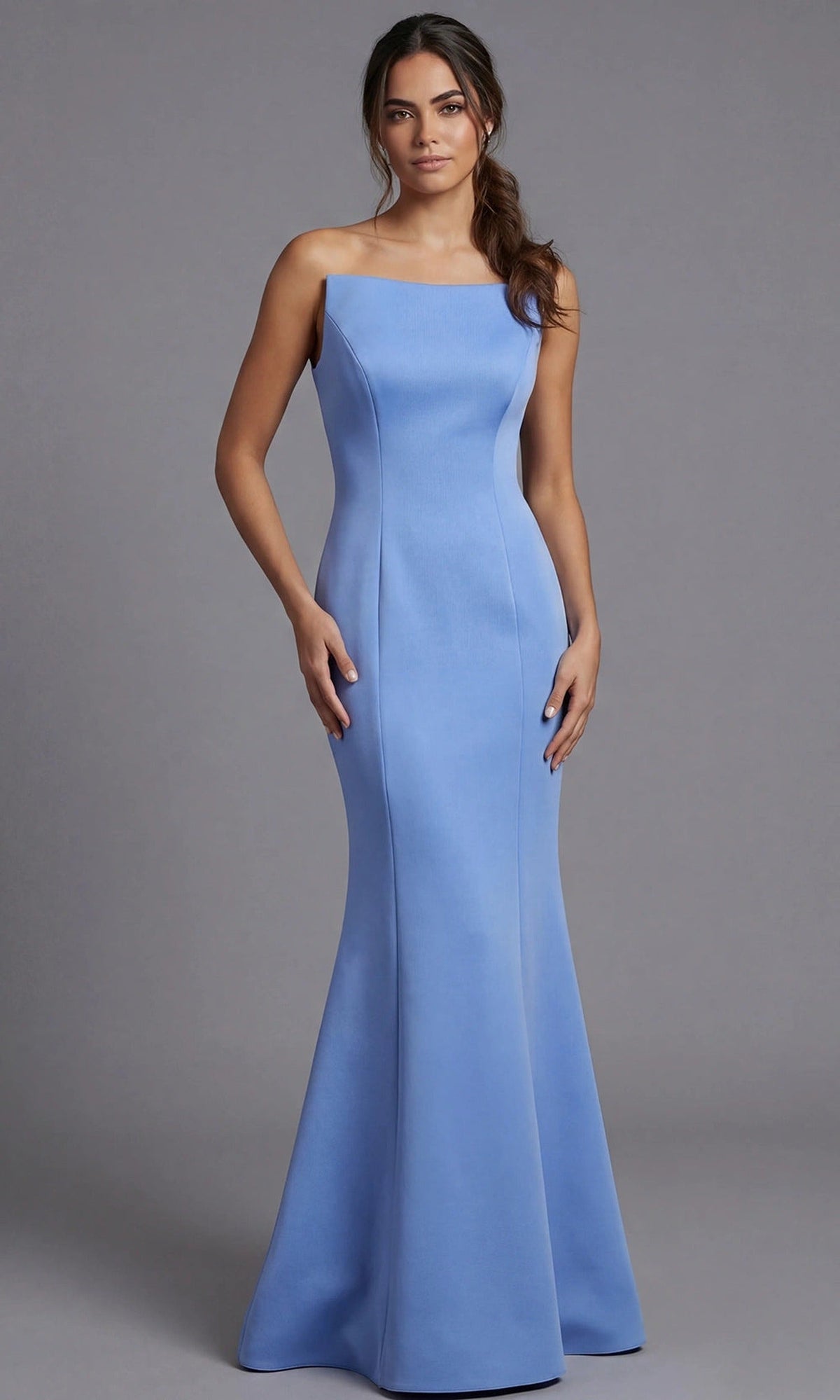 Jovani 49062 - Straight Neck Minimalist Gown with Seam Detail - Perriwinkle - Main