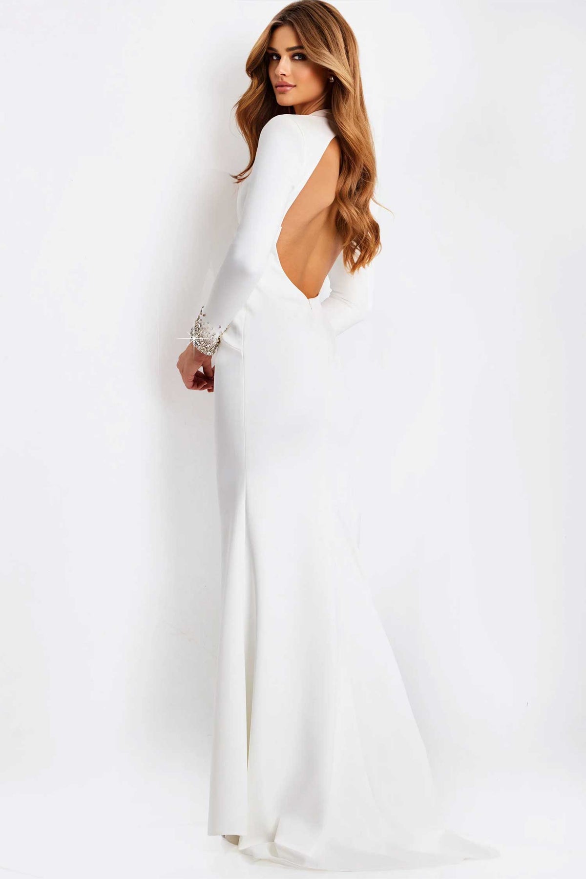 Jovani 49126 - Beaded Cuff High Neck Prom Gown